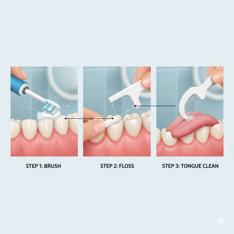Best Night Routine for Plaque Control using cleaning sequence