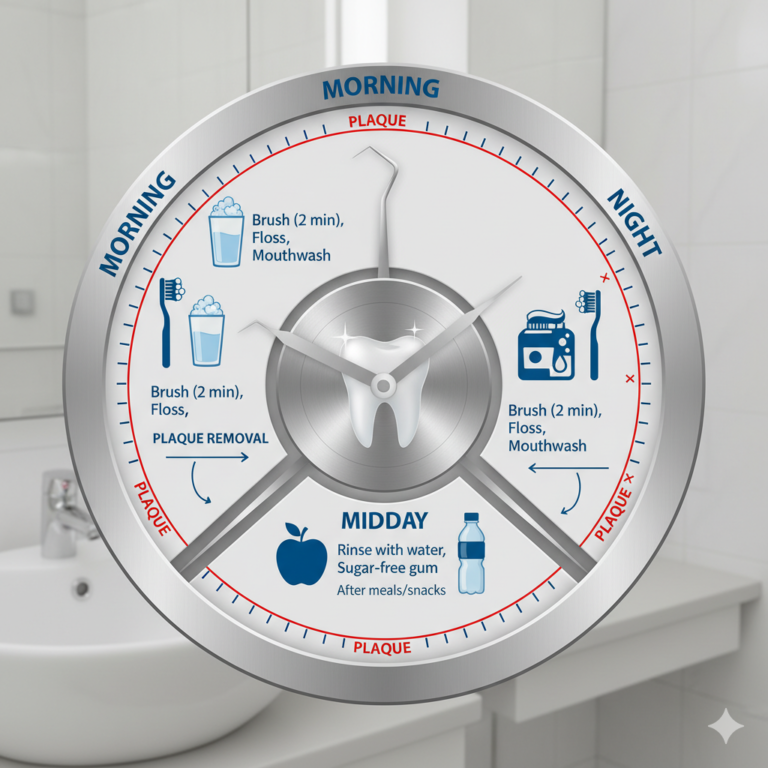 Plaque Removal Timing Guide that shows when to brush,