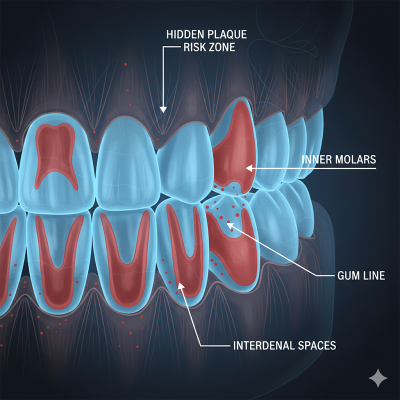 Plaque Risk Zones Most People Miss during daily brushing