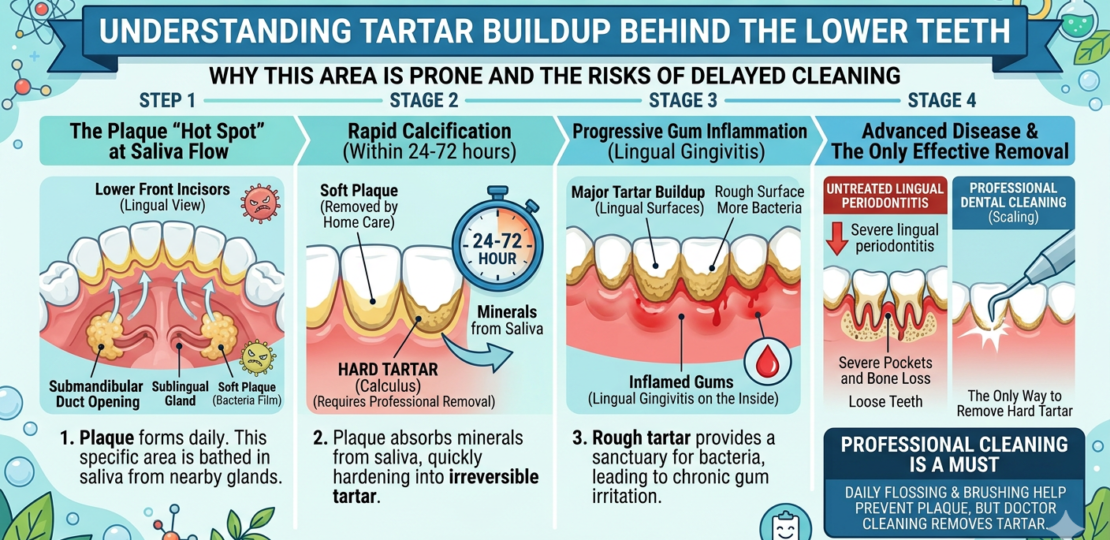 Tartar Buildup Behind Lower Teeth