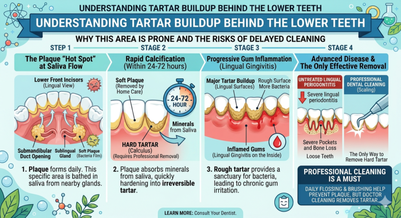 Tartar Buildup Behind Lower Teeth