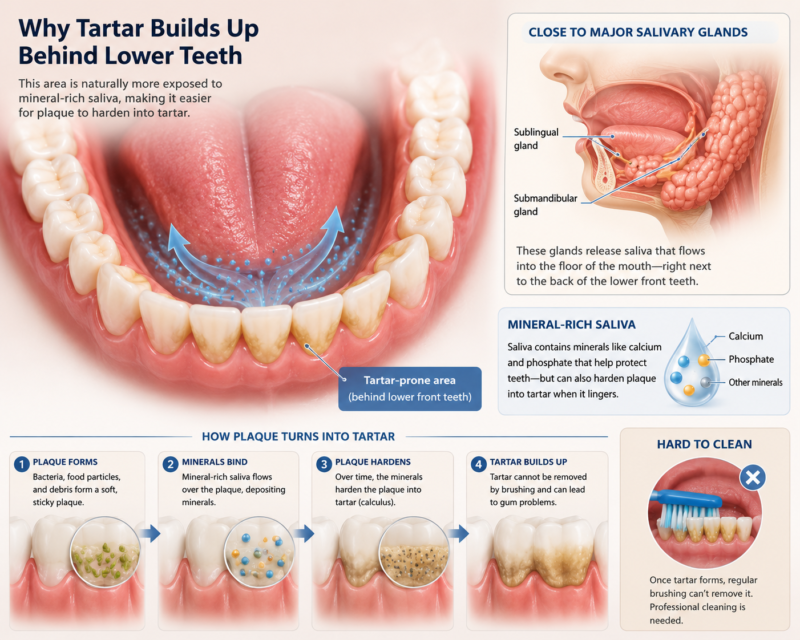 Why Tartar Build up Behind Lower Teeth