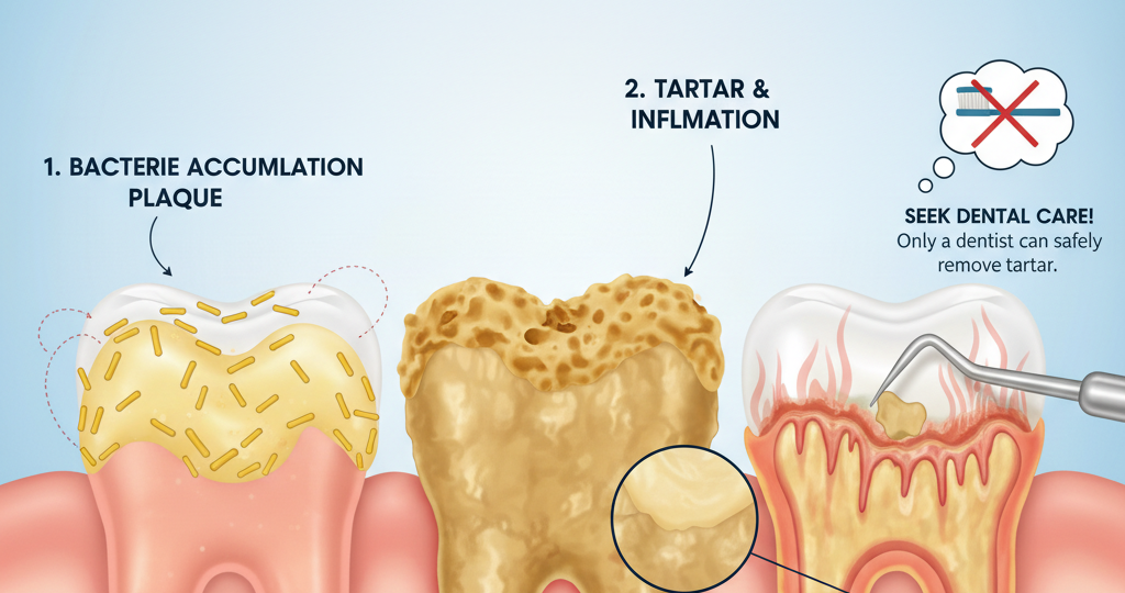 Why do gums bleed around tartar