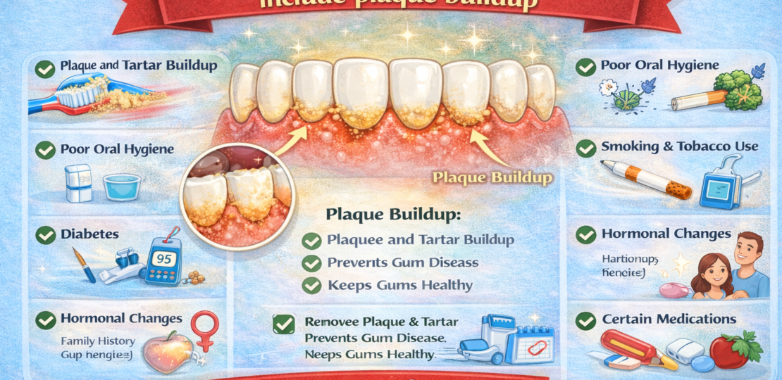 Gum Disease Risk Factors include plaque buildup