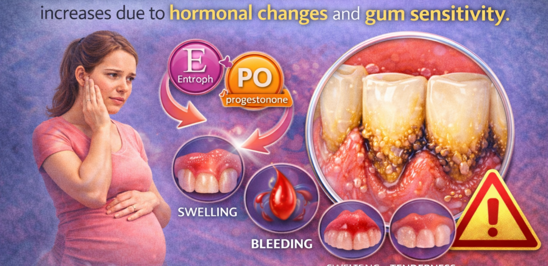 Tartar buildup during pregnancy increases due to hormonal changes