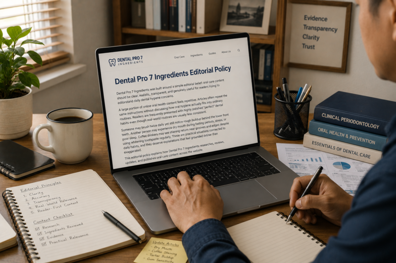 Dental Pro 7 Ingredients Editorial Policy